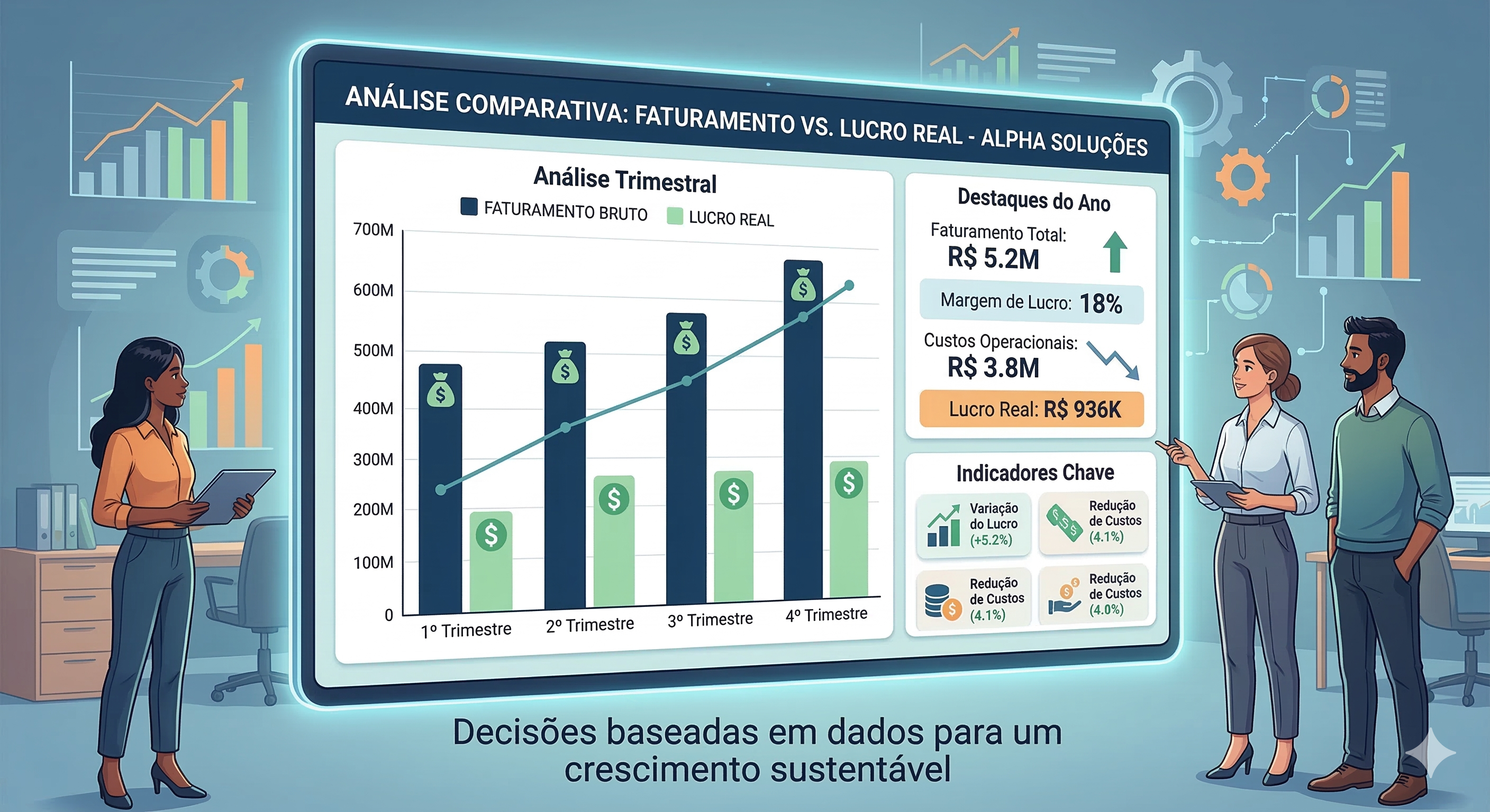 Análise comparativa entre faturamento e lucro real da empresa