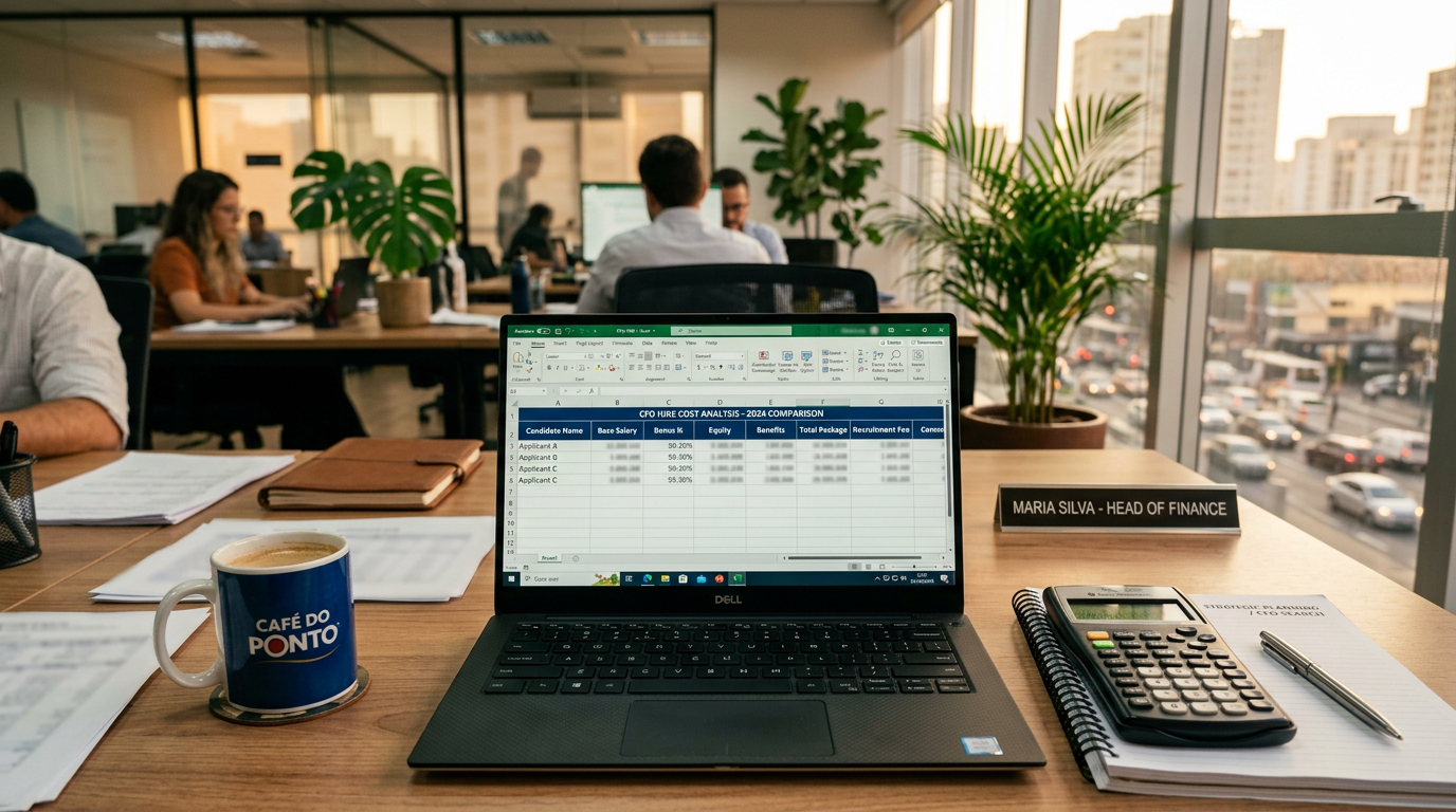 Análise de custo total: salário, encargos, benefícios e risco versus modelo fractional