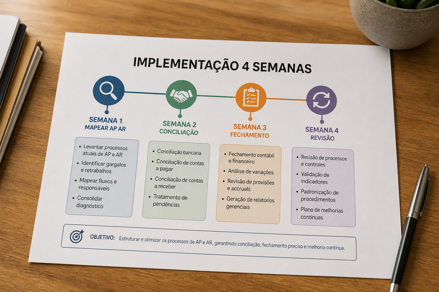 Roteiro de implementação de processos financeiros em quatro semanas — blog contabilidade — Apollo Gestão Financeira