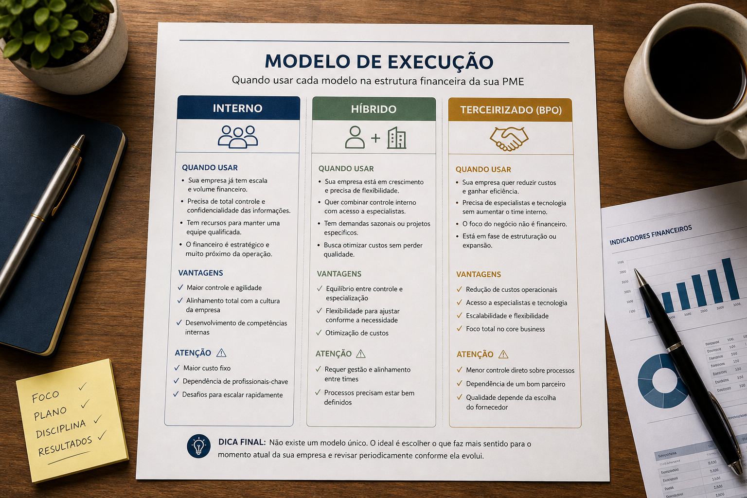 Comparativo entre setor financeiro interno, híbrido e terceirizado para PMEs — blog contabilidade — Apollo Gestão Financeira