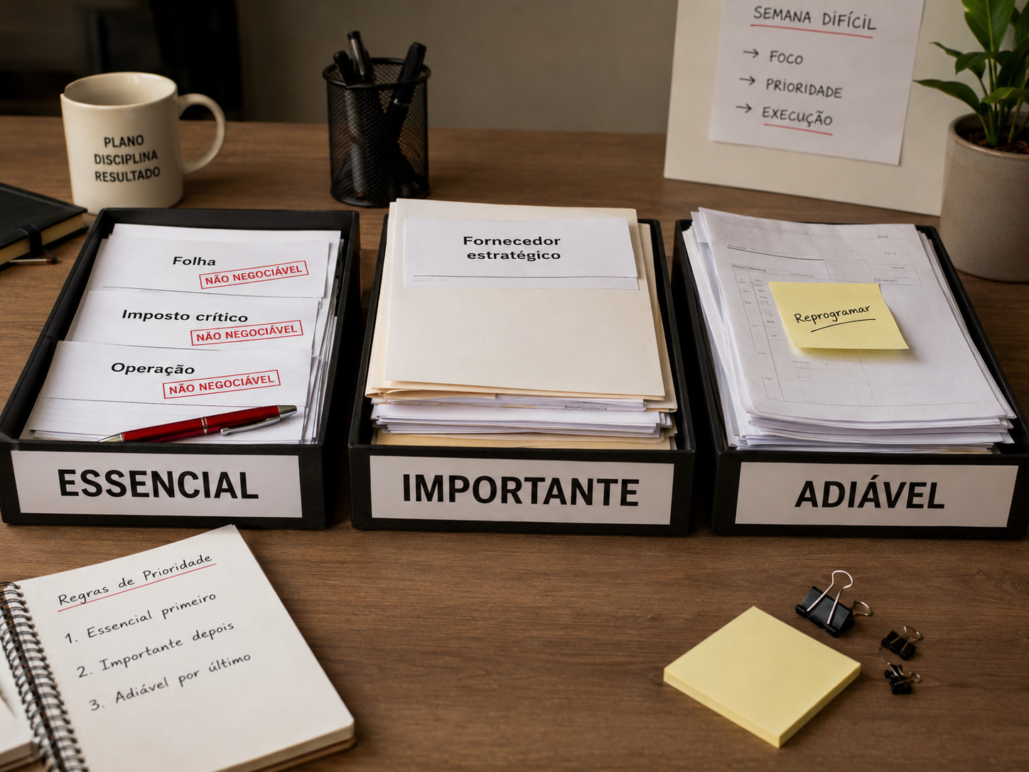 Prioridade de pagamento: essencial, importante e adiável