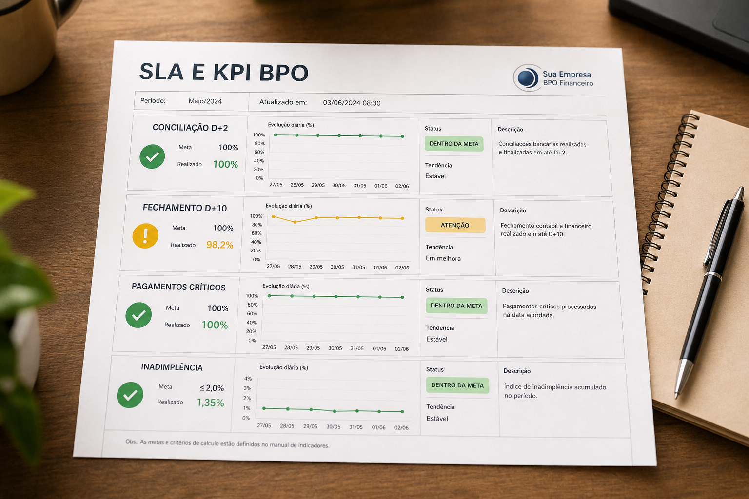 Painel de SLAs e KPIs do BPO financeiro na implantação — blog contabilidade — Apollo Gestão Financeira Painel de SLAs e KPIs do BPO financeiro na implantação — blog contabilidade — Apollo Gestão Financeira