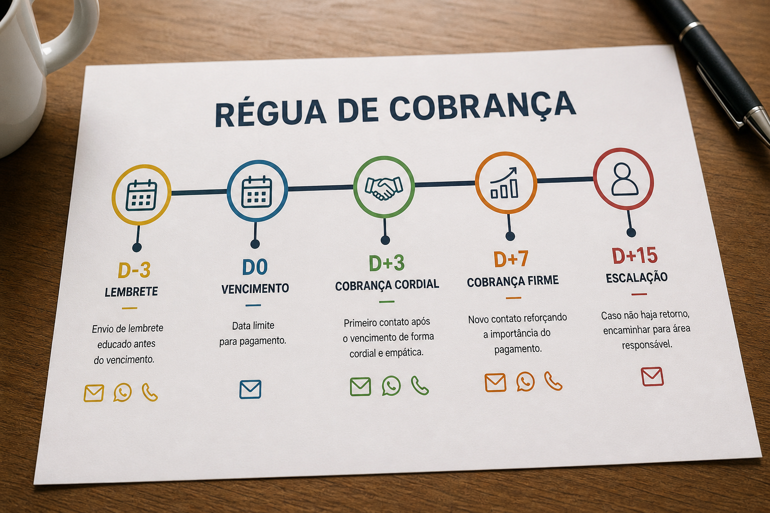 Régua de cobrança empresarial com etapas D-3, vencimento, D+3, D+7 e D+15 — blog contabilidade — Apollo Gestão Financeira Régua de cobrança empresarial com etapas D-3, vencimento, D+3, D+7 e D+15 — blog contabilidade — Apollo Gestão Financeira