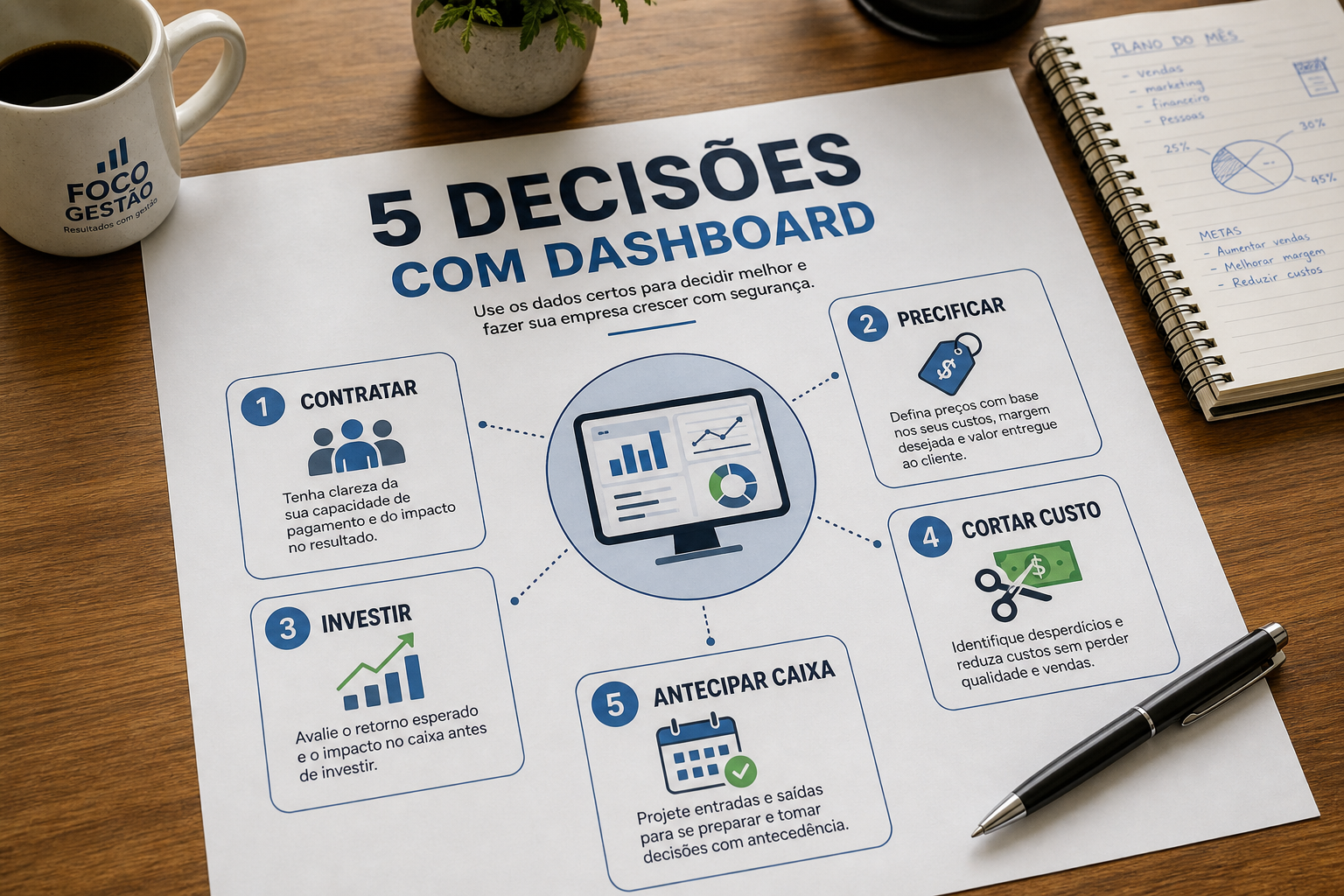 Cinco decisões empresariais apoiadas por dashboard financeiro: contratar, precificar, investir, cortar custo e antecipar caixa — blog contabilidade — Apollo Gestão Financeira Cinco decisões empresariais apoiadas por dashboard financeiro: contratar, precificar, investir, cortar custo e antecipar caixa — blog contabilidade — Apollo Gestão Financeira