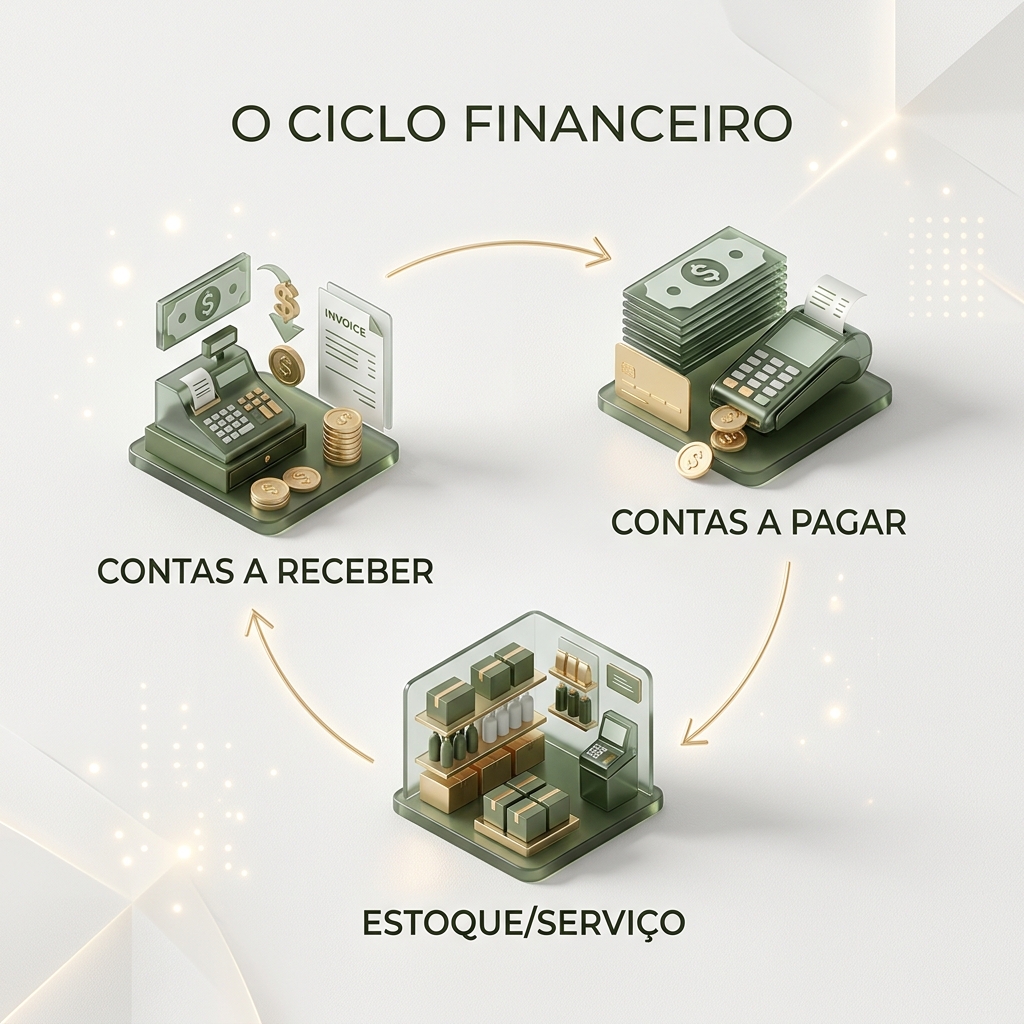 O Fluxo do Ciclo Financeiro: Pagar, Estoque e Receber