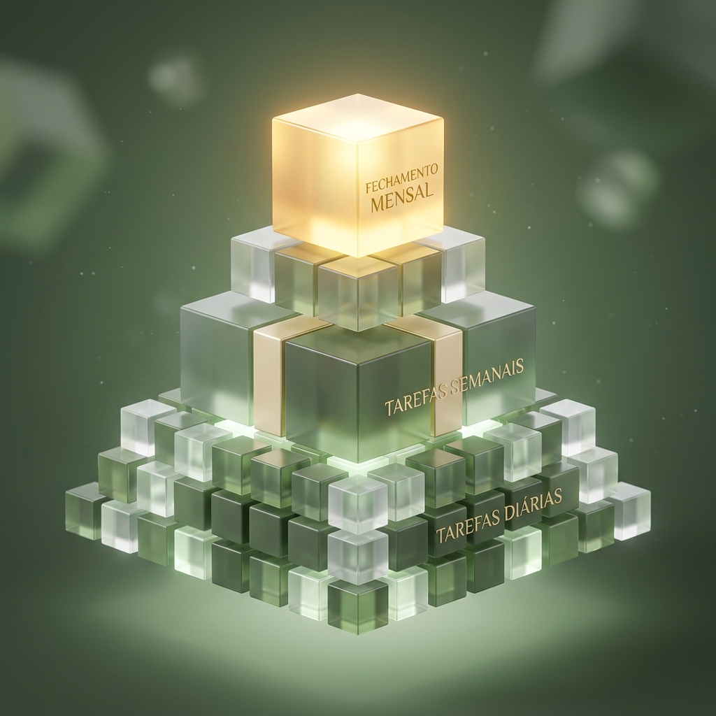 A Pirâmide da Organização Financeira: A base diária sustenta o topo estratégico